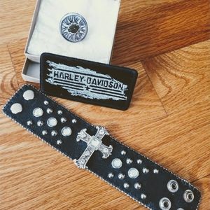 Harley Davidson Pin, Patch & Bling Cross Bracelet